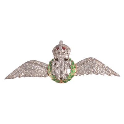 Lot 220 - A diamond set RAF sweetheart brooch in Asprey box.