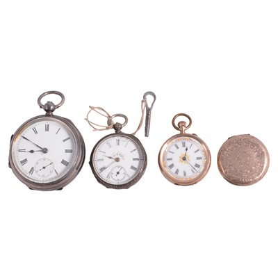 Lot 1120 - Two fob watches and a pocket watch.