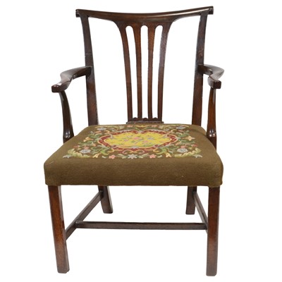Lot 327 - Georgian mahogany elbow chair
