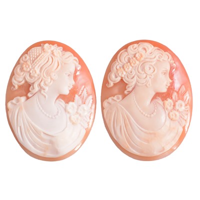 Lot 297 - Two carved portrait cameos, unmounted