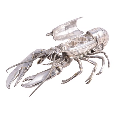Lot 108 - Late Victorian silver plated lobster inkwell