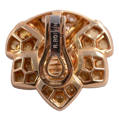 Lot 217 - Rene Boivin - a signed suite of 18 carat yellow gold natural yellow sapphire and diamond jewellery.