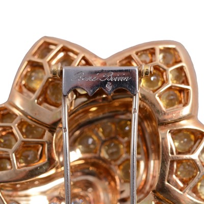 Lot 217 - Rene Boivin - a signed suite of 18 carat yellow gold natural yellow sapphire and diamond jewellery.