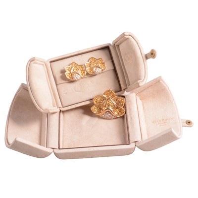 Lot 217 - Rene Boivin - a signed suite of 18 carat yellow gold natural yellow sapphire and diamond jewellery.