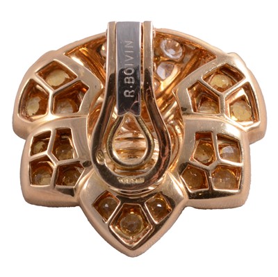 Lot 217 - Rene Boivin - a signed suite of 18 carat yellow gold natural yellow sapphire and diamond jewellery.