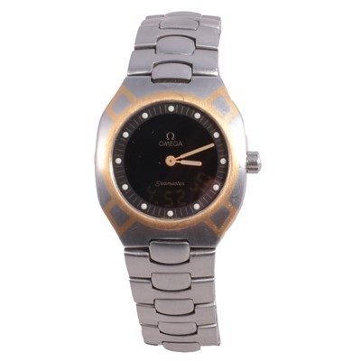 Lot 1019 - Omega - a gentleman's Seamaster Polaris yellow gold and stainless steel quartz wristwatch.