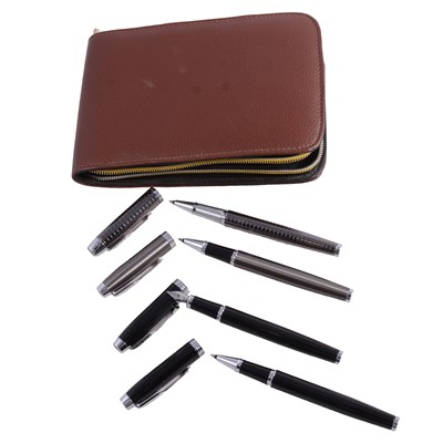 Lot 395 - Parker - a matching fountain pen and rollerball, two other rollerballs.