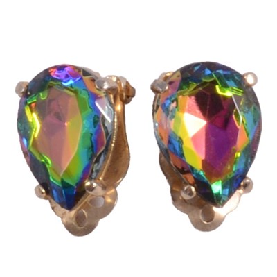Lot 472 - Elsa Schiaparelli - a signed pair of watermelon paste earclips.