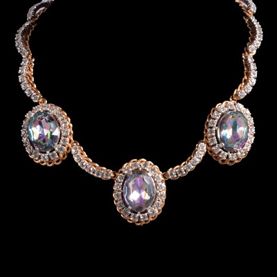 Lot 470 - In the manner of Elsa Schiaparelli - a gilt metal paste necklace.