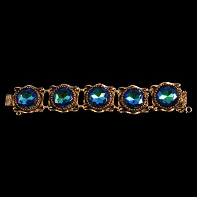 Lot 471 - Elsa Schiaparelli - a signed simulated tourmaline bracelet.