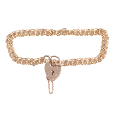 Lot 195A - A 9 carat yellow gold solid double curb link bracelet.