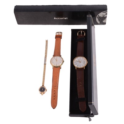 Lot 1084 - Eterna-Matic - a gentleman's yellow metal automatic wristwatch, and two other wristwatches.