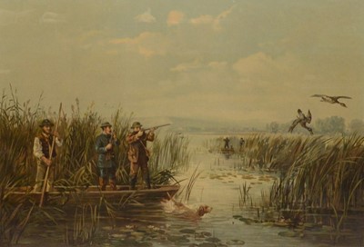 Lot 368 - Edwardian print, Duck shooting