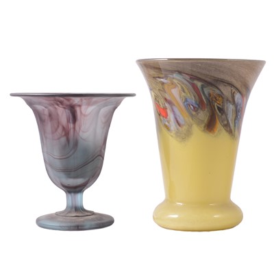 Lot 45 - Monart glass vase, and an Art Deco smoky glass pedestal vase with posy