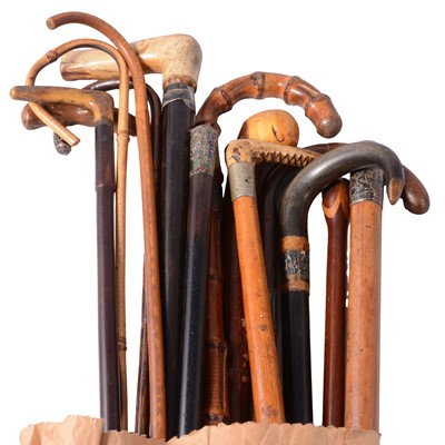 Lot 166 - Collection of various walking sticks and canes