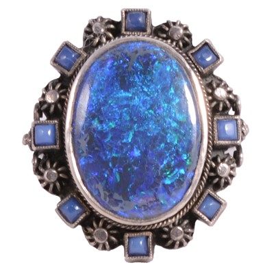 Lot 24 - Attributed to Sibyl Dunlop - a black opal ring.