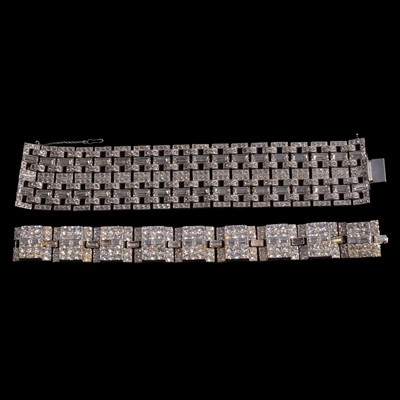 Lot 479 - Two faux diamond panel bracelets.