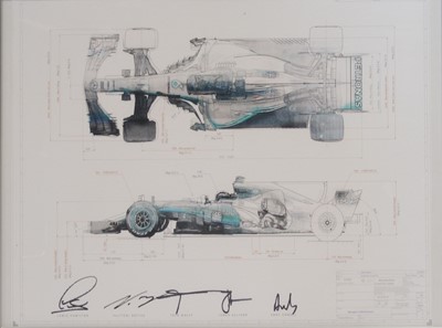 Lot 258 - Mercedes AMG Formula 1 signed technical drawing