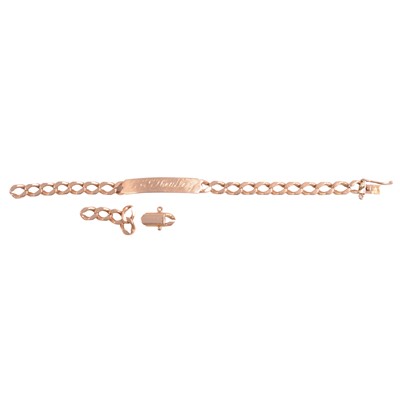 Lot 366A - An umarked yellow metal identity bracelet.