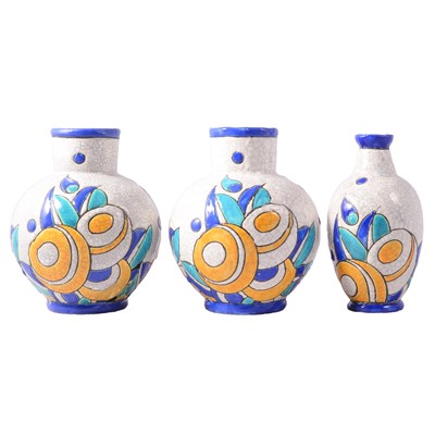 Lot 9 - Suite of three Boch Frères Keramis vases