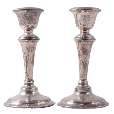 Lot 312 - Two silver dwarf candlesticks