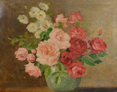 Lot 350 - Stefanie von Trautweiler, Still life of roses in a vase