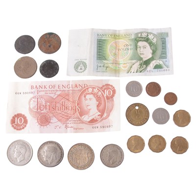 Lot 277 - Collection of British and overseas coins and banknotes, some silver content.