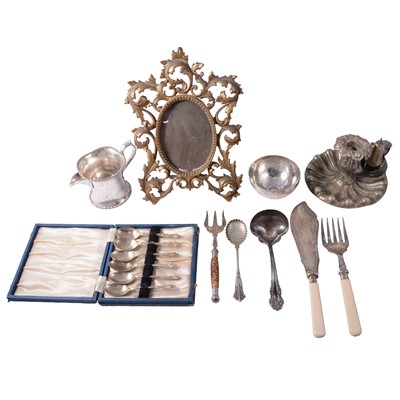Lot 336 - Far Eastern white metal bowl, silver-plated and other metalwares.