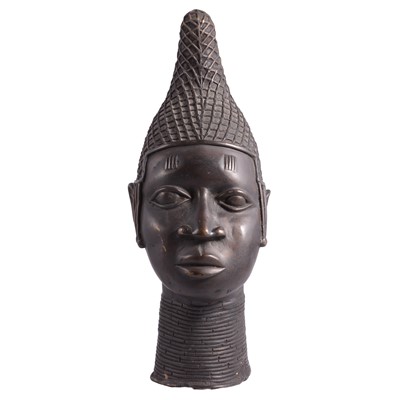 Lot 71 - Cast metal replica Benin bronze head