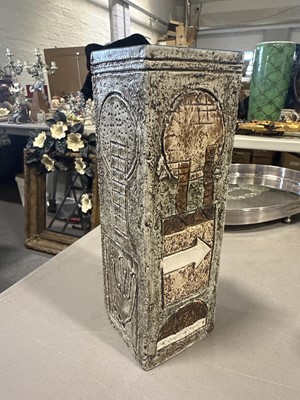 Lot 17 - Alison Brigden for Troika Pottery, a tall cuboid vase