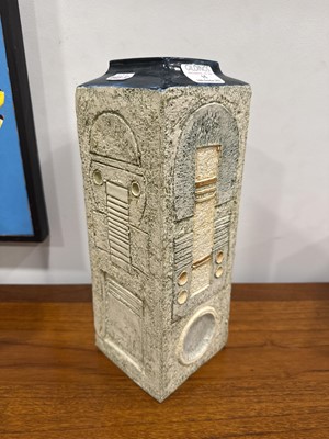 Lot 15 - David Bridge for Troika Pottery, a tall cuboid vase