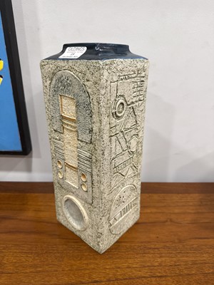 Lot 15 - David Bridge for Troika Pottery, a tall cuboid vase