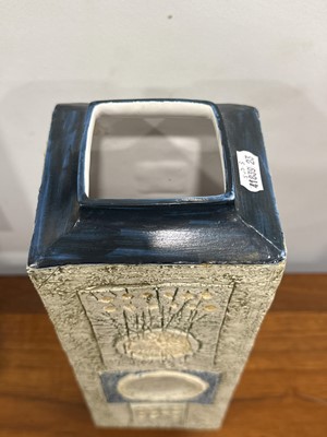 Lot 15 - David Bridge for Troika Pottery, a tall cuboid vase