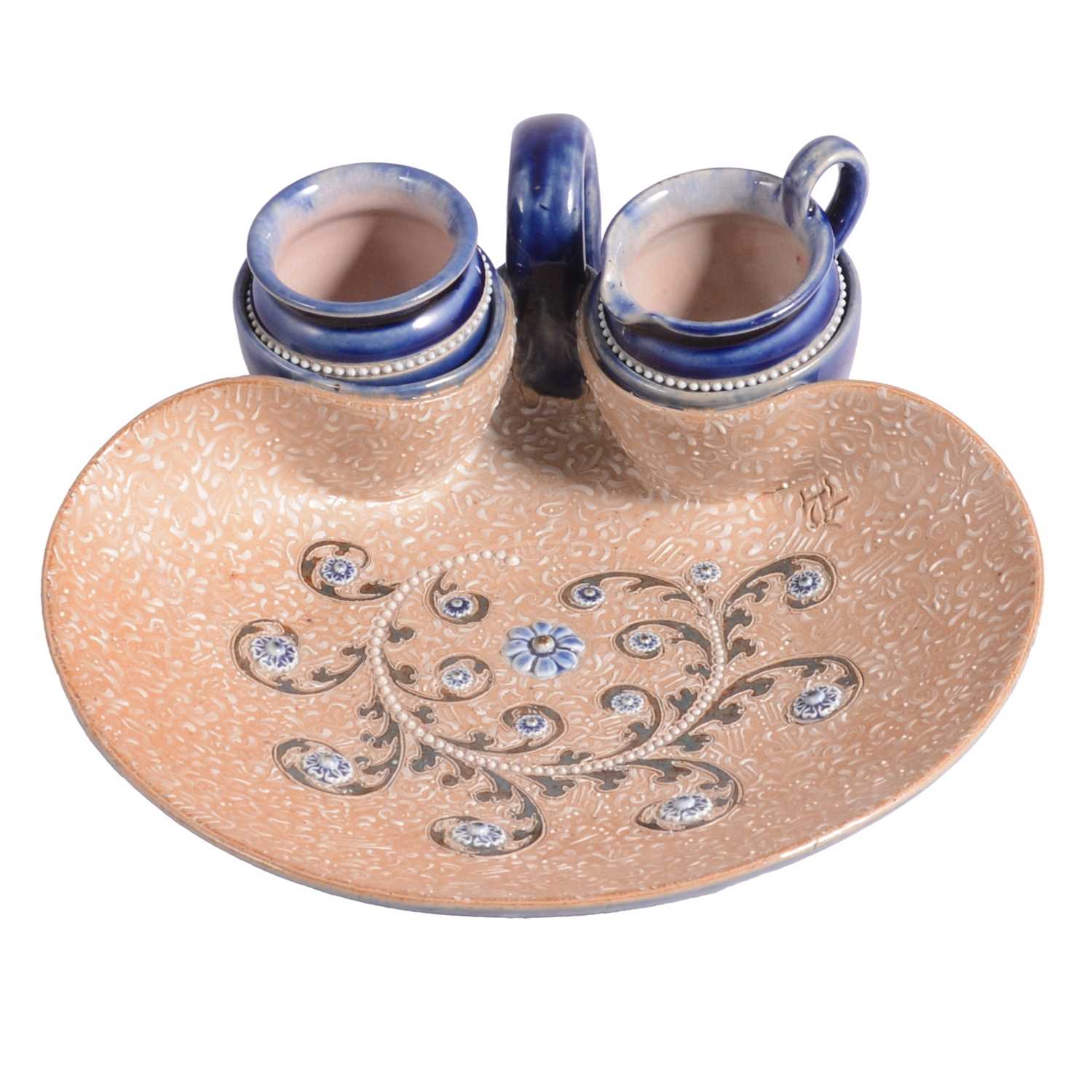 Lot 2 - George Tinworth for Doulton Lambeth, an unusual stoneware entree dish, 1886