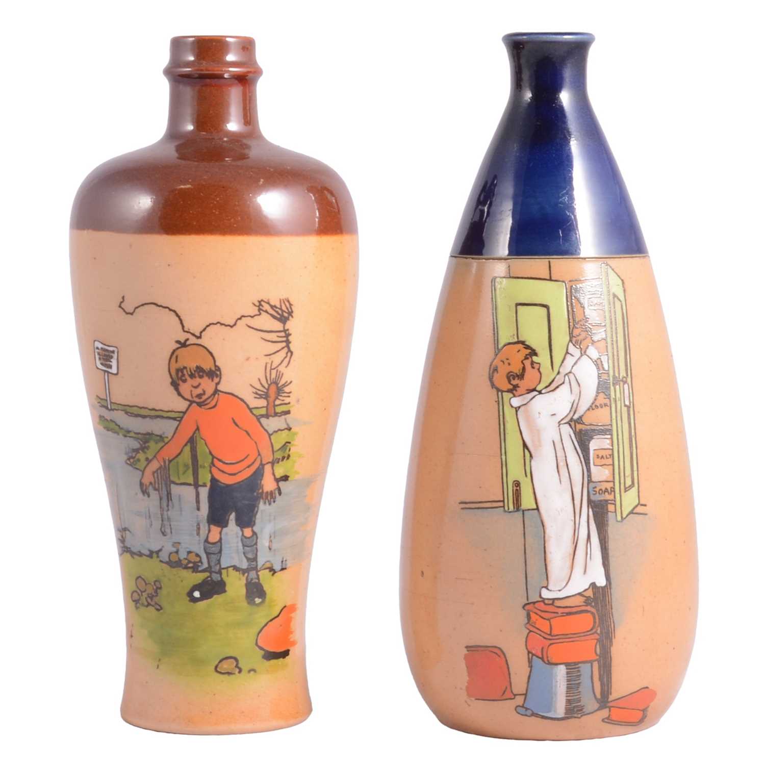 Lot 6 - Pair of Doulton Lambeth John Hassall 'Twinsware' stoneware flagons