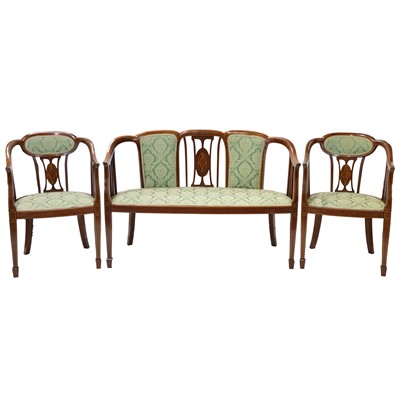 Lot 536 - Edwardian mahogany three-piece salon suite