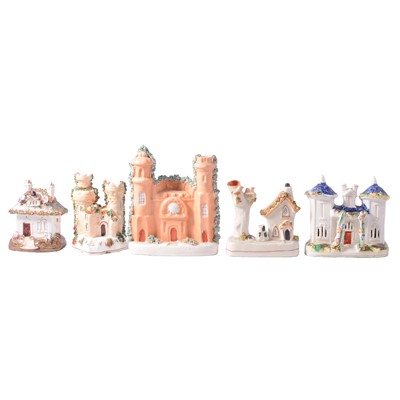 Lot 39 - Seven Staffordshire pottery cottage pastille burners