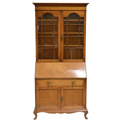 Lot 443 - Edwardian mahogany bureau bookcase