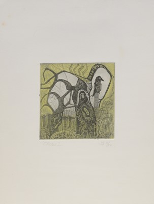 Lot 405 - After monogrammists VB and HC, four etchings, and after Frank Brangwyn, woodcut.