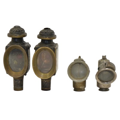 Lot 182 - Two pairs of coach lamps; and chimneys.