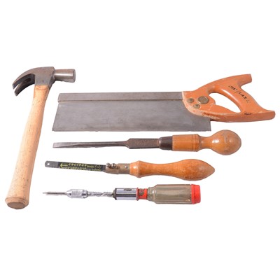 Lot 145 - Carpenter's tool box and tools