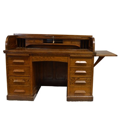 Lot 507 - Oak rolltop desk, early 20th century