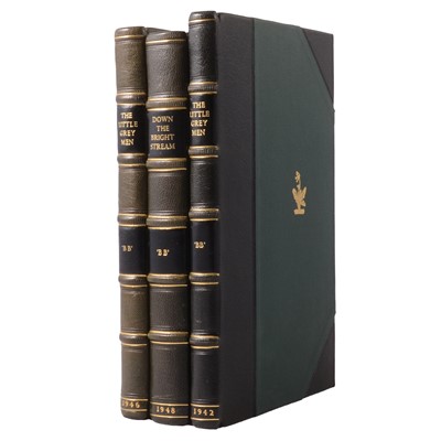 Lot 226 - 'BB' Denys Watkins-Pitchford, First Edition of Little Grey Men, one later, Down the Bright Stream, leather bound.