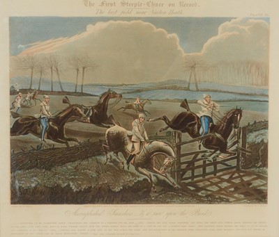 Lot 415 - John Harris after Henry Alken, The First Steeplechase on Record, plates 1, 2 and 3 only