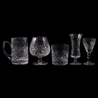 Lot 66 - Brierly Crystal, and other table glassware; together with a cranberry glass bowl and jug.