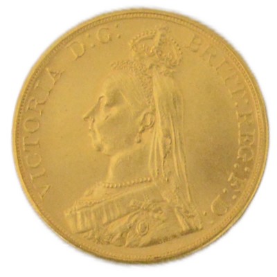 Lot 67A - Queen Victoria gold five pound (£5) coin, 1887