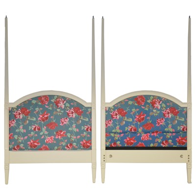 Lot 344 - Contemporary white finish single four-poster bed