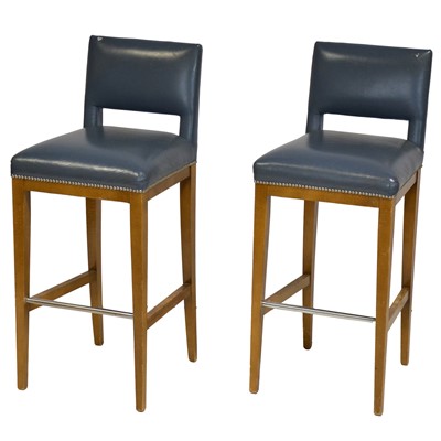 Lot 353 - Pair of modern beech-framed bar stools