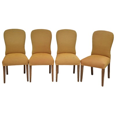 Lot 349 - Set of twelve stained beech and upholstered dining chairs