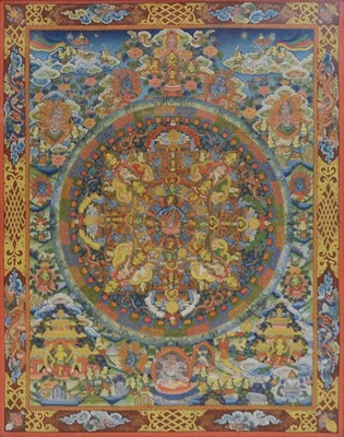 Lot 376 - Buddhist Thangka and an Indian painting on silk
